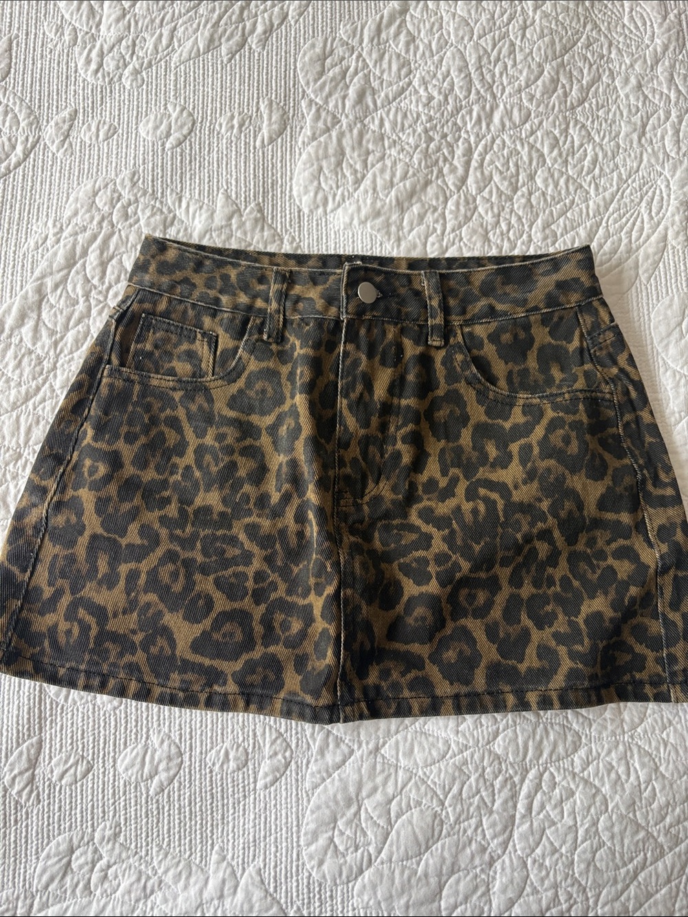 Leopard Print Mini Skirt in Brown and Black